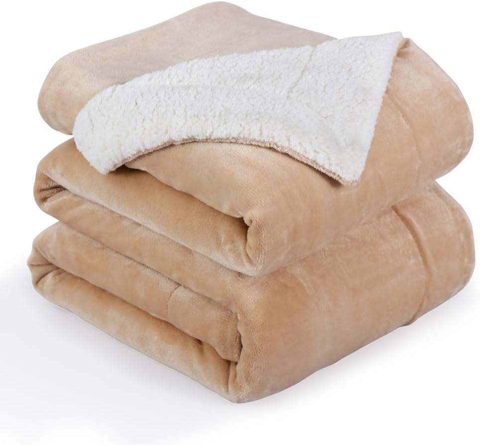 NANPIPER Bed Blanket Reversible Sherpa Flannel Super Soft