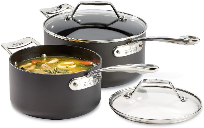 All-Clad Essentials Nonstick Sauce Pan Set for Everyday Cooking