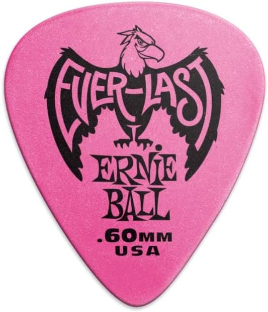 Ernie Ball Everlast Pink Picks 12-pack, Strong & Durable