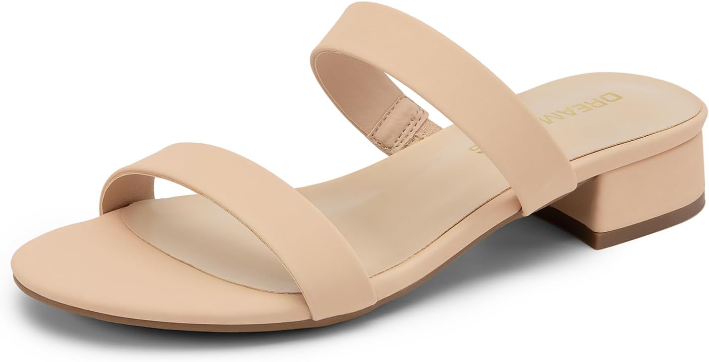 DREAM PAIRS Women's Slides Heels: Stylish Low Block Sandals