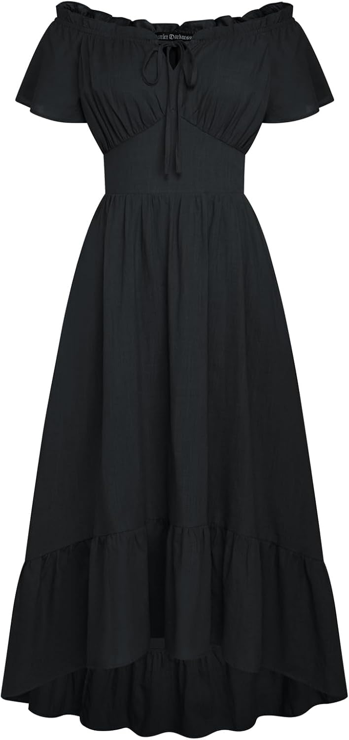 Scarlet Darkness Renaissance Dress for Women Off Shoulder Flowy