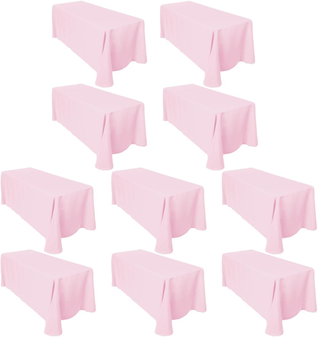 LTC LINENS 10-Pack Pink Rectangular Tablecloths for Events