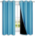 NICETOWN 100% Blackout Curtains 54 in Long - Teal Blue, 1 Pair