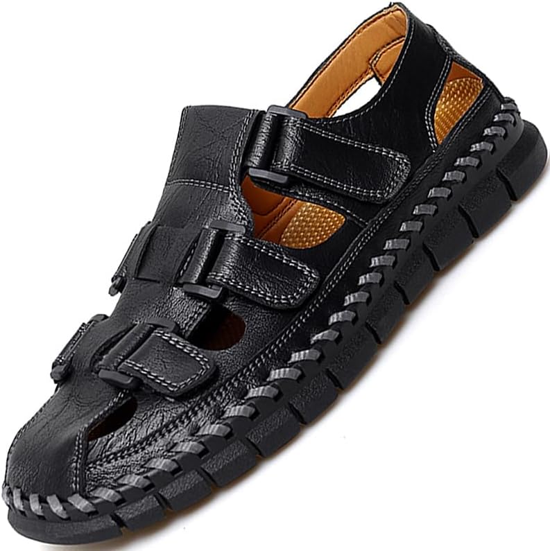 GJUYC Closed Toe Leather Sandals - Ultimate Comfort