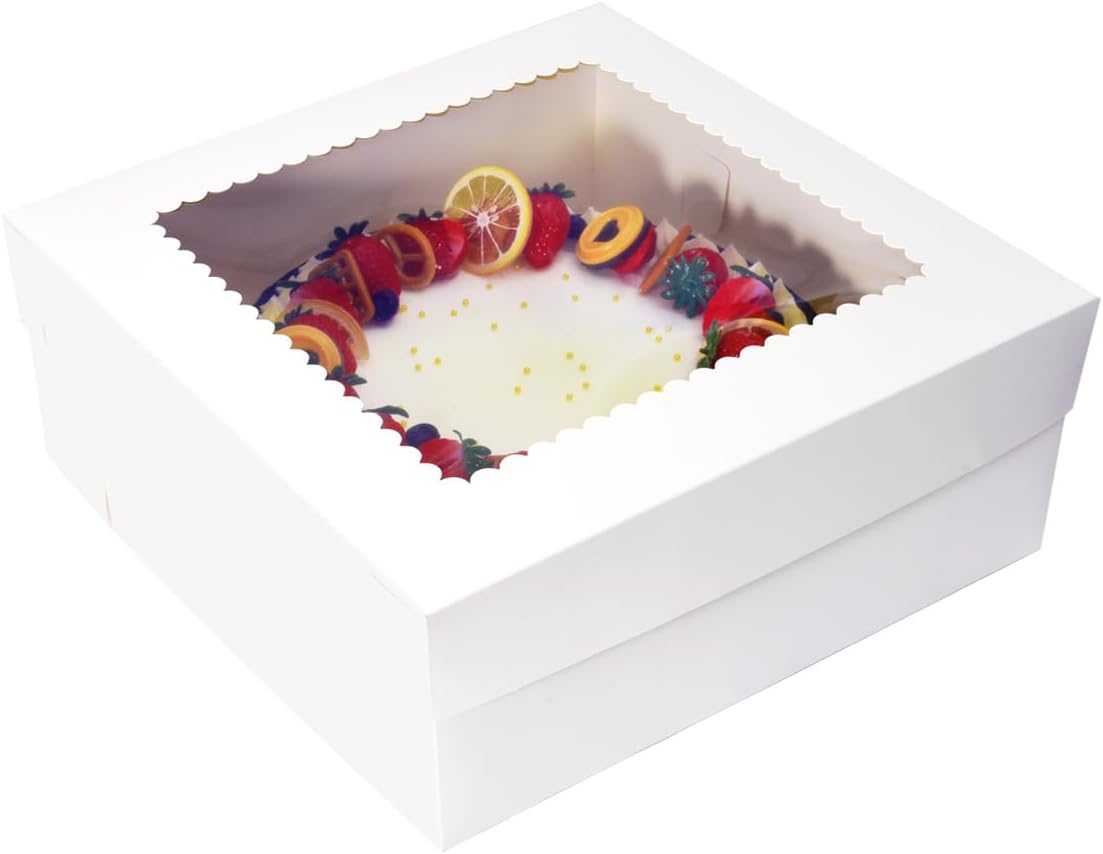 JJO Cake Boxes with Window for Large Cakes and Pastries