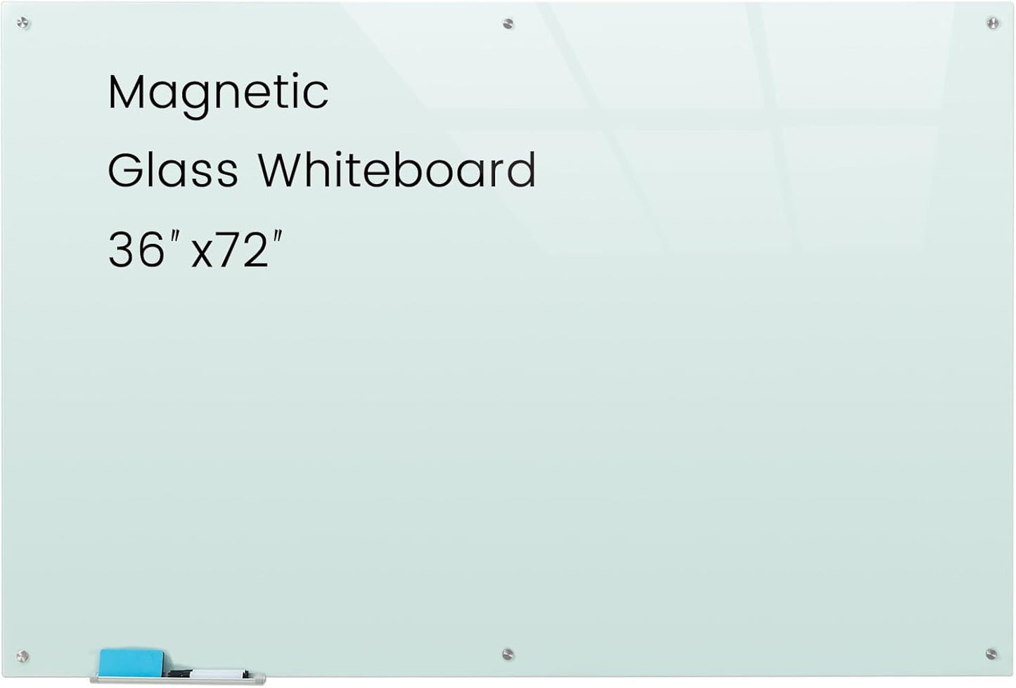 Glass Magnetic White Board - 72 x 36 Inches for Home and Office