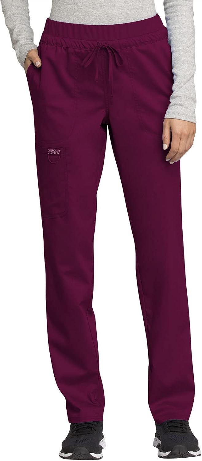 Cherokee Scrubs for Women Mid Rise Tapered Leg Drawstring Pants