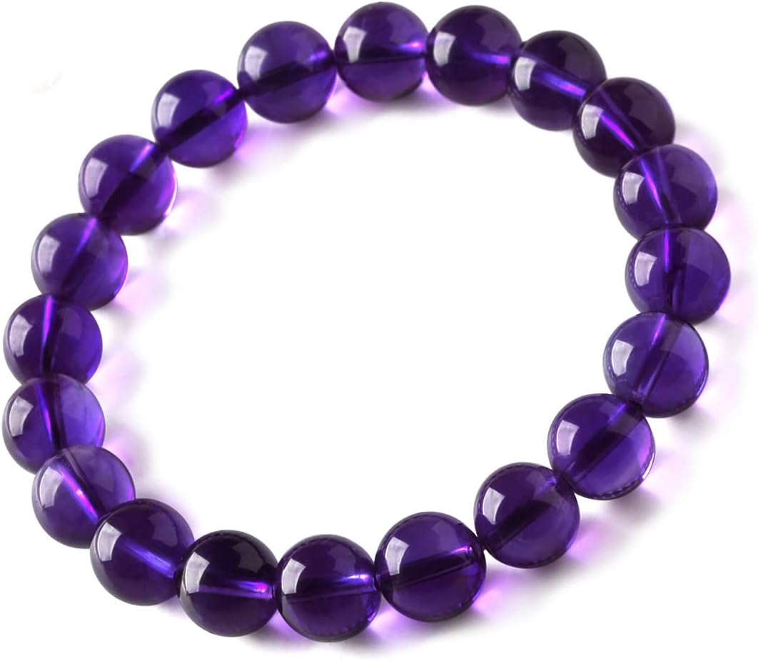 Natural Amethyst Bracelet for Men Women Handmade Healing Jewelry