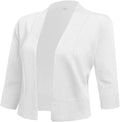 AAMILIFE Women's 3/4 Sleeve Cropped Cardigan - Lightweight Summer Top