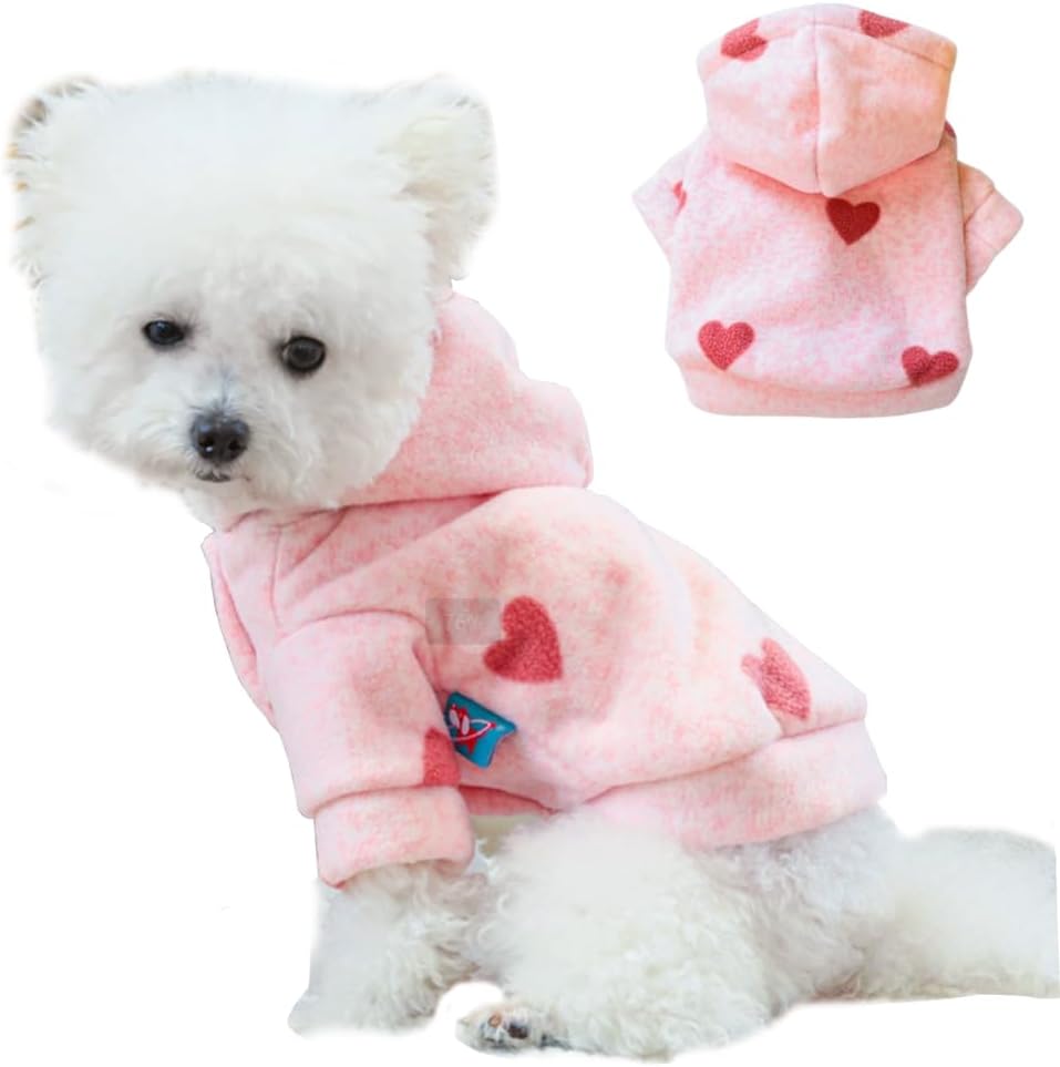 Pink Heart Dog Hoodie for Pup Love