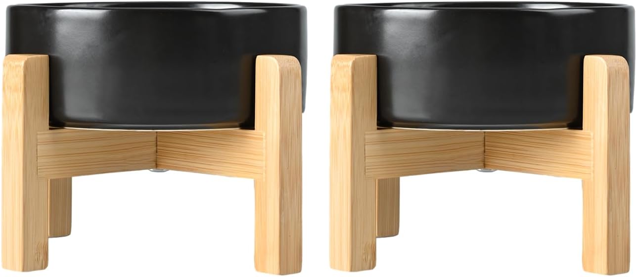 SPUNKYJUNKY Ceramic Elevated Dog Bowls for Healthy Eating