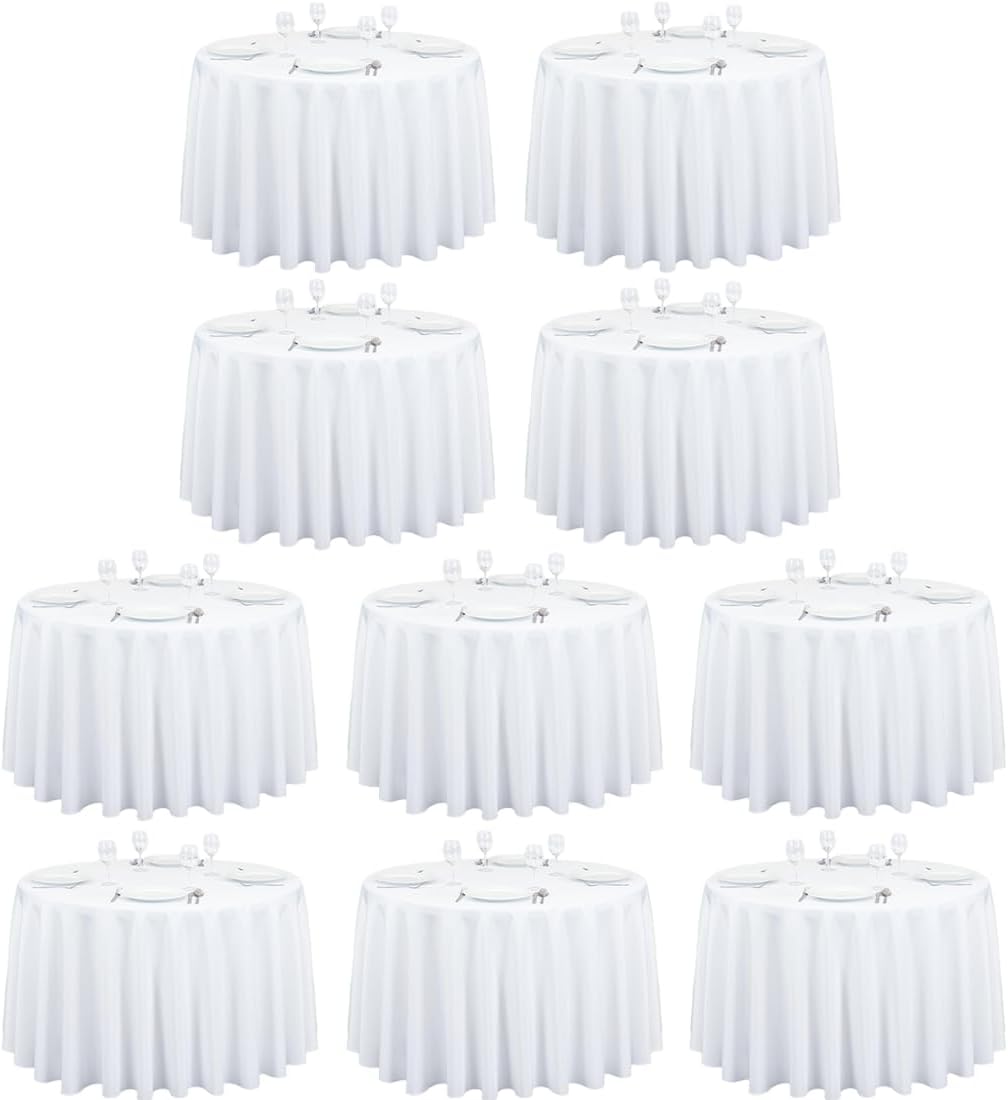 108 Inch Round Tablecloths for Weddings - Wrinkle Resistant Fabric