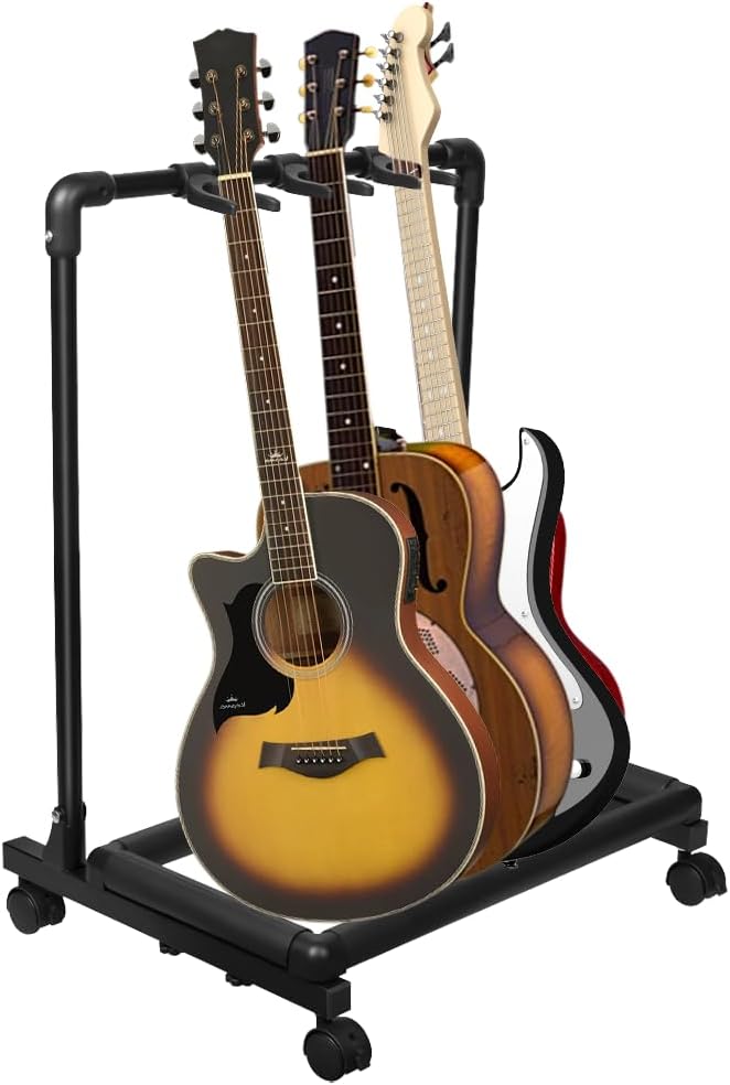 AZOR 3 Multi Guitar Stand Rack with Wheels for All Instruments