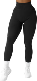 Seamless High Waisted Leggings for Women - Ribbed Workout Style