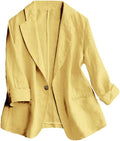 Linen Blazer Women 3/4 Sleeve Lightweight Spring Summer Blazer