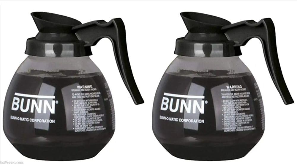 BUNN Glass Coffee Pot Decanter Set of 2 for 12 Cups Black