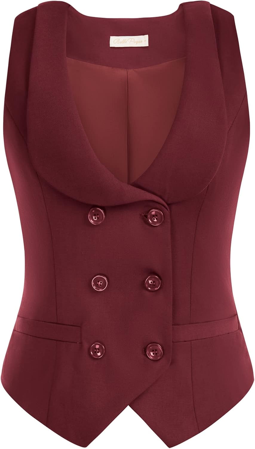 Vintage Double Breasted Waistcoat with Lapel Collar and Pockets