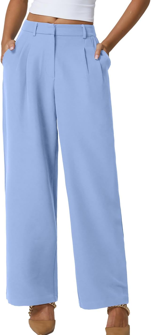 QINSEN Wide Leg Dress Pants for Women High Waisted Style