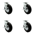 8 Inch Swivel Pneumatic Casters Set of 4 - Smooth Ride and Locks
