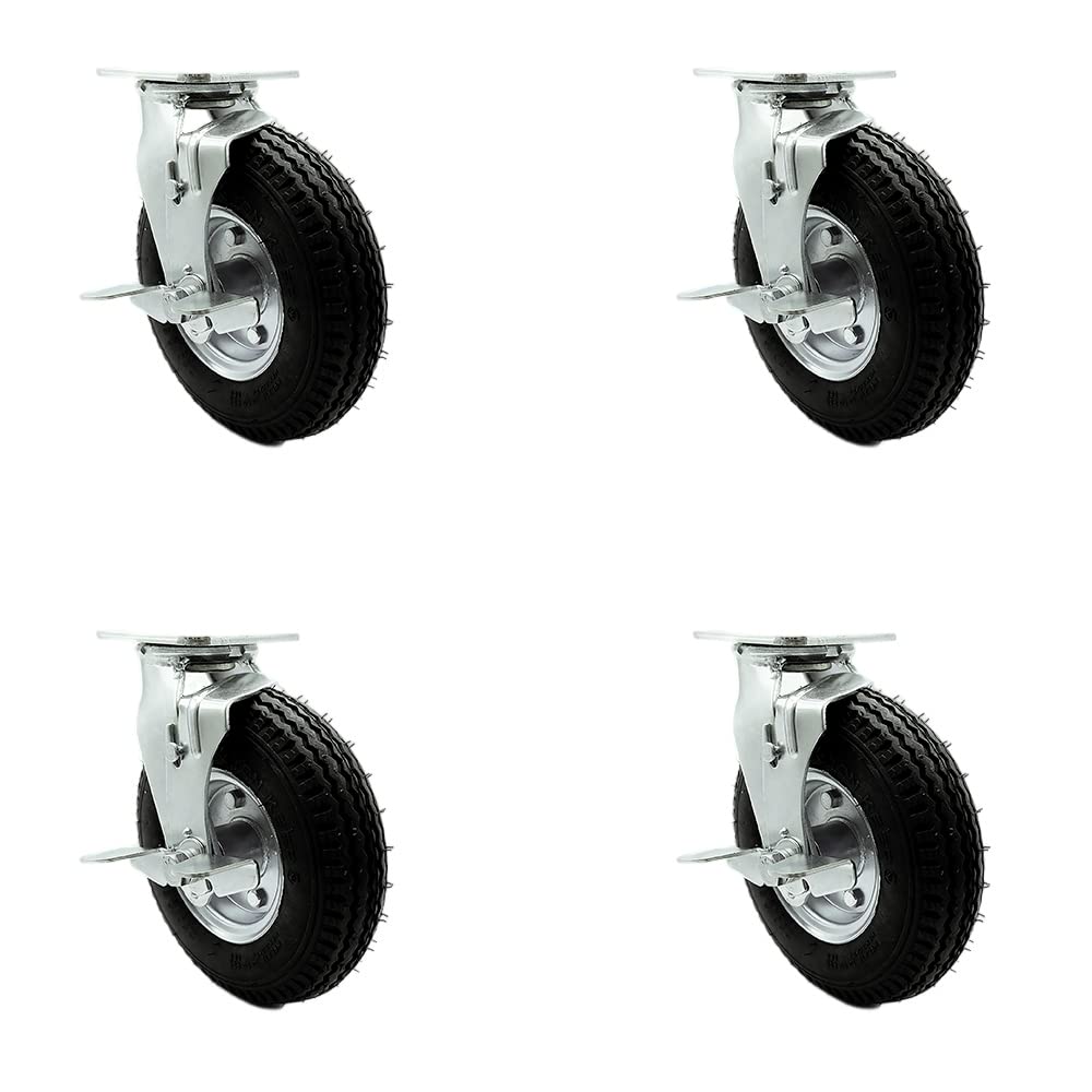 8 Inch Swivel Pneumatic Casters Set of 4 for Heavy Duty Use