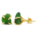 Natural Raw Green Tourmaline Stud Earrings - Comfortable Everyday Gift
