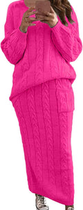 CHARTOU Women's Winter Chunky Cable Knit Long Skirt 2 Piece Outfit 0-2