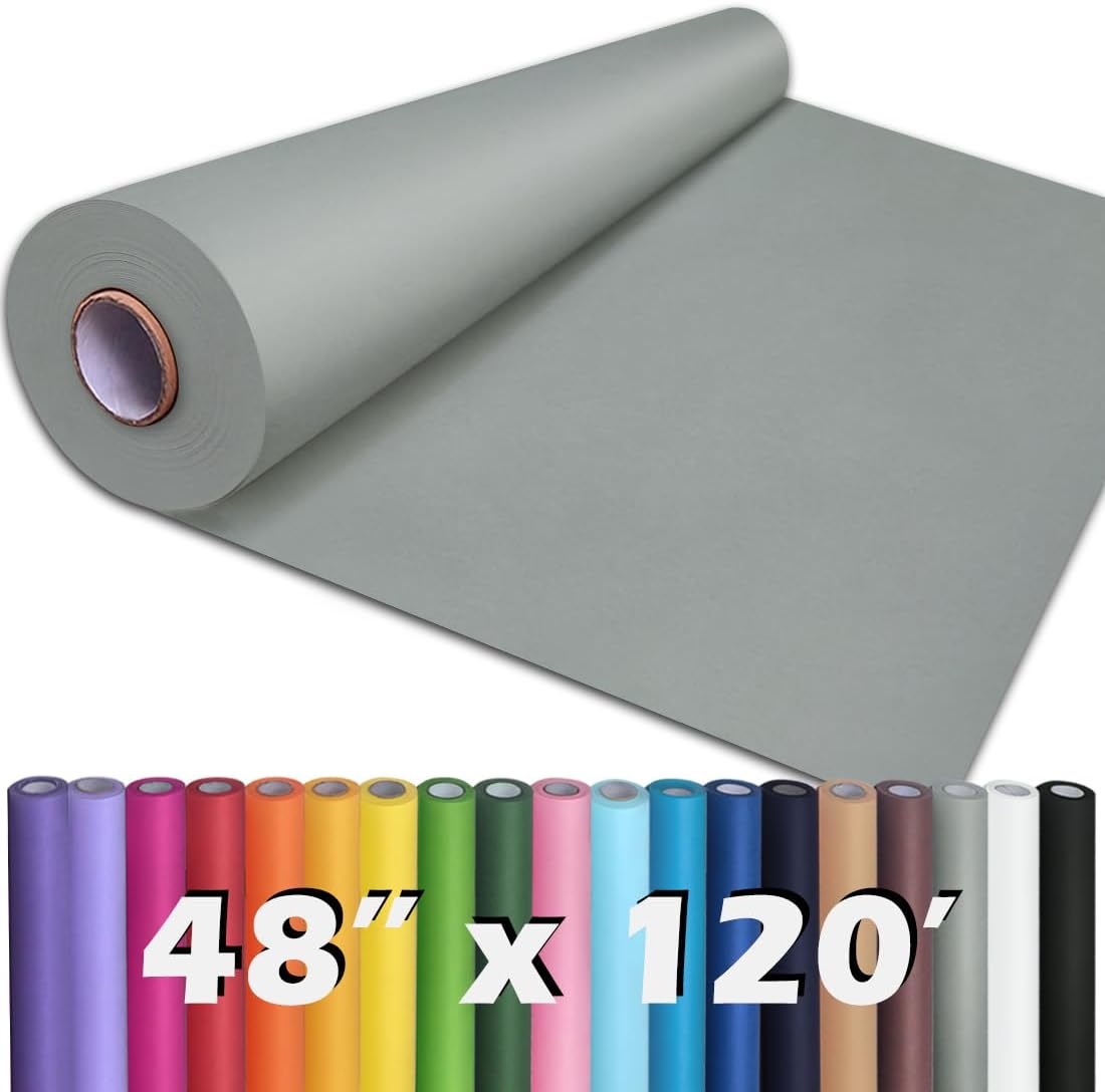 PerkHomy Light Grey Kraft Paper Roll for Crafting and Wrapping