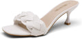 Womens Square Toe Kitten Heels Sandals - Elegant Low Heel
