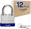 LanuBe Lock Laminated keyed Padlock 1-9/16 in Pack of 12 - Value Set