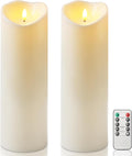 Flameless Outdoor Candles 4x12 in Set of 2 - Weatherproof Timer