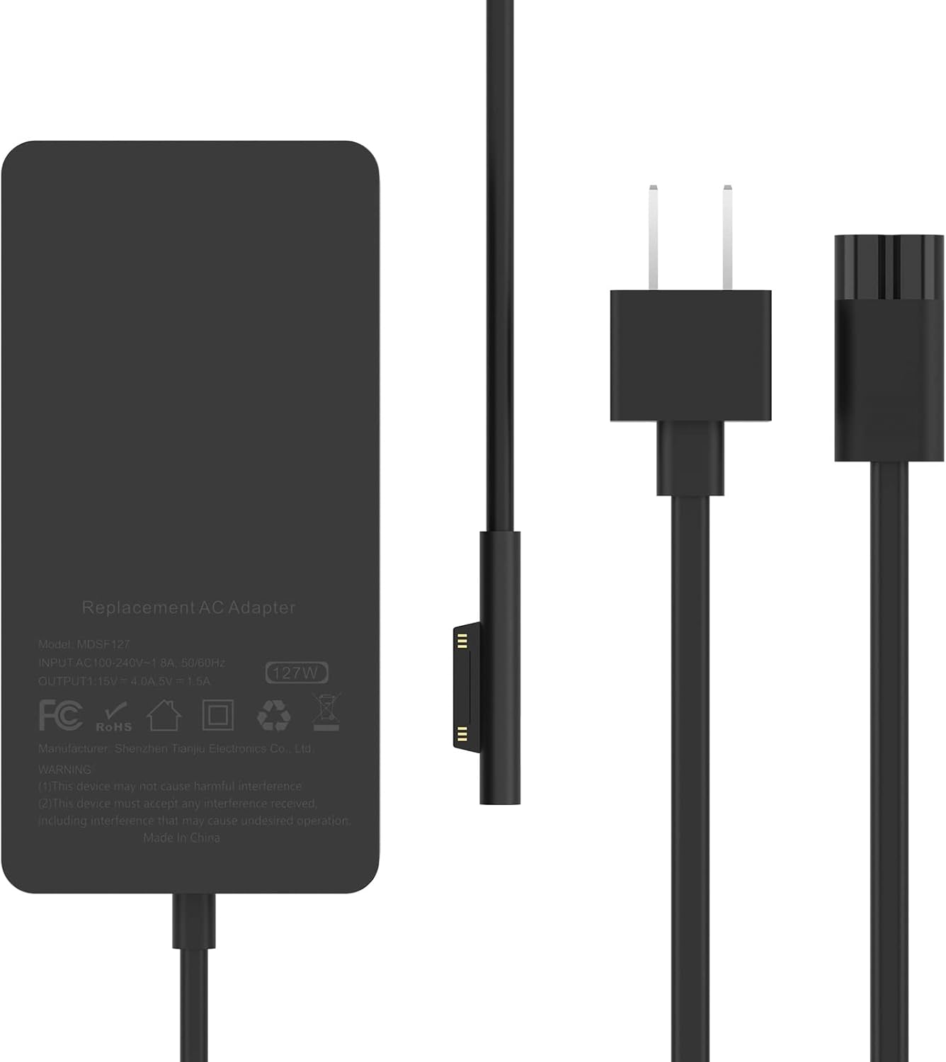 127W Charger for Microsoft Surface Book 3 with 10FT Cable