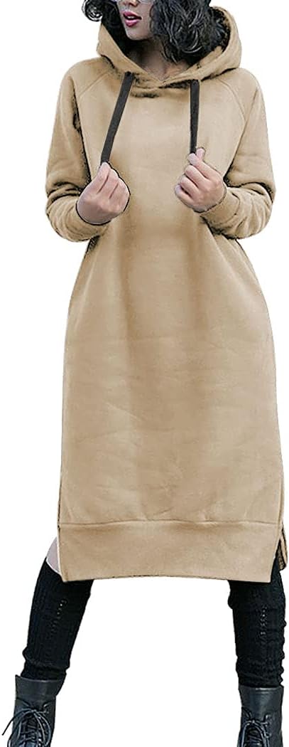 NUTEXROL Women's Thickening Long Fleece Hoodie Dress for Comfort