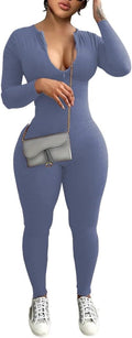 Mrskoala Women's Long Sleeve Bodycon Jumpsuit for Versatile Styles