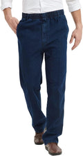 IDEALSANXUN Mens Elastic Waist Jeans - Comfortable Pull-On Straight