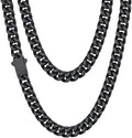 Cuban Link Chain Necklace - Durable 316L Stainless Steel, Gold/Black