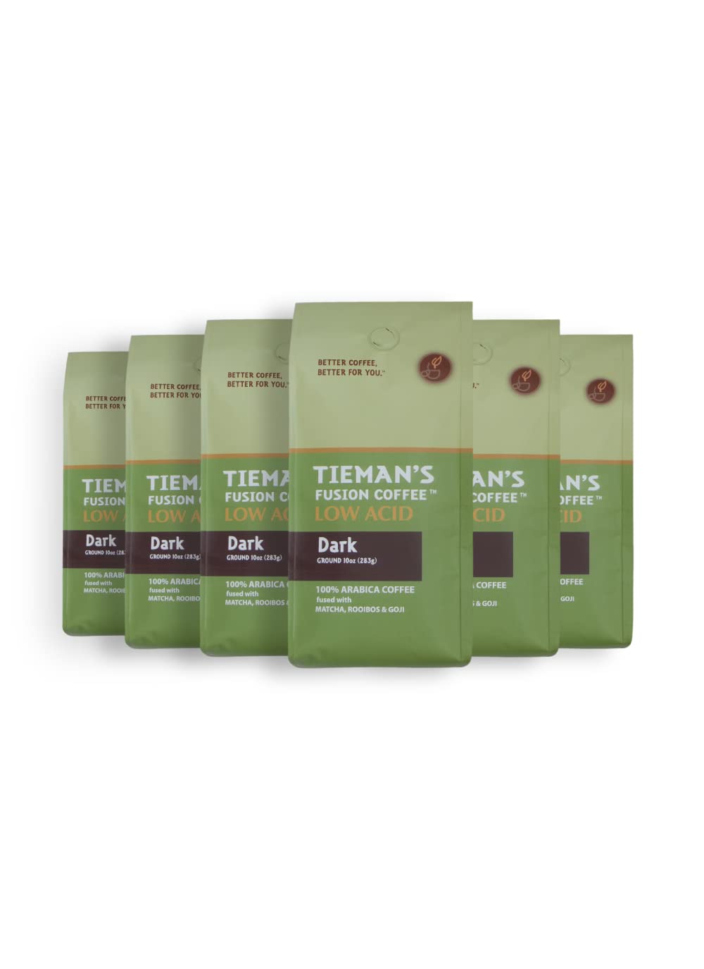 Tieman's Fusion Coffee Low Acid Dark Roast Ground 10oz Pack