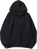 Women Solid Fleece Letter Loose Hoodie Sweatshirt - Cozy Thermal