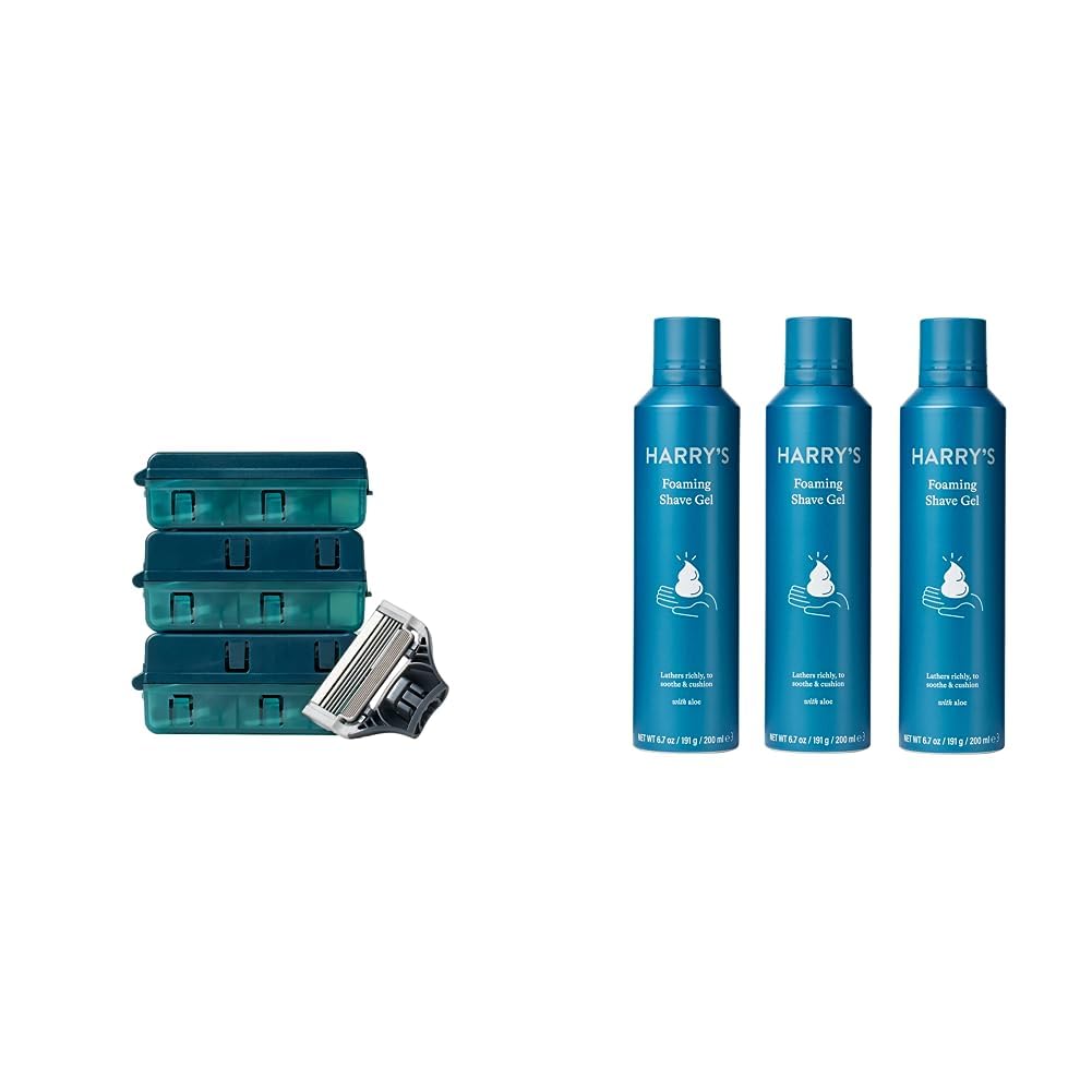Harry's Razor Blades Refills and Shave Gel Bundle for Smooth Shave