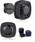 MomentWish Black Moissanite Stud Earrings - Black Dazzle, 2 Ct Pair