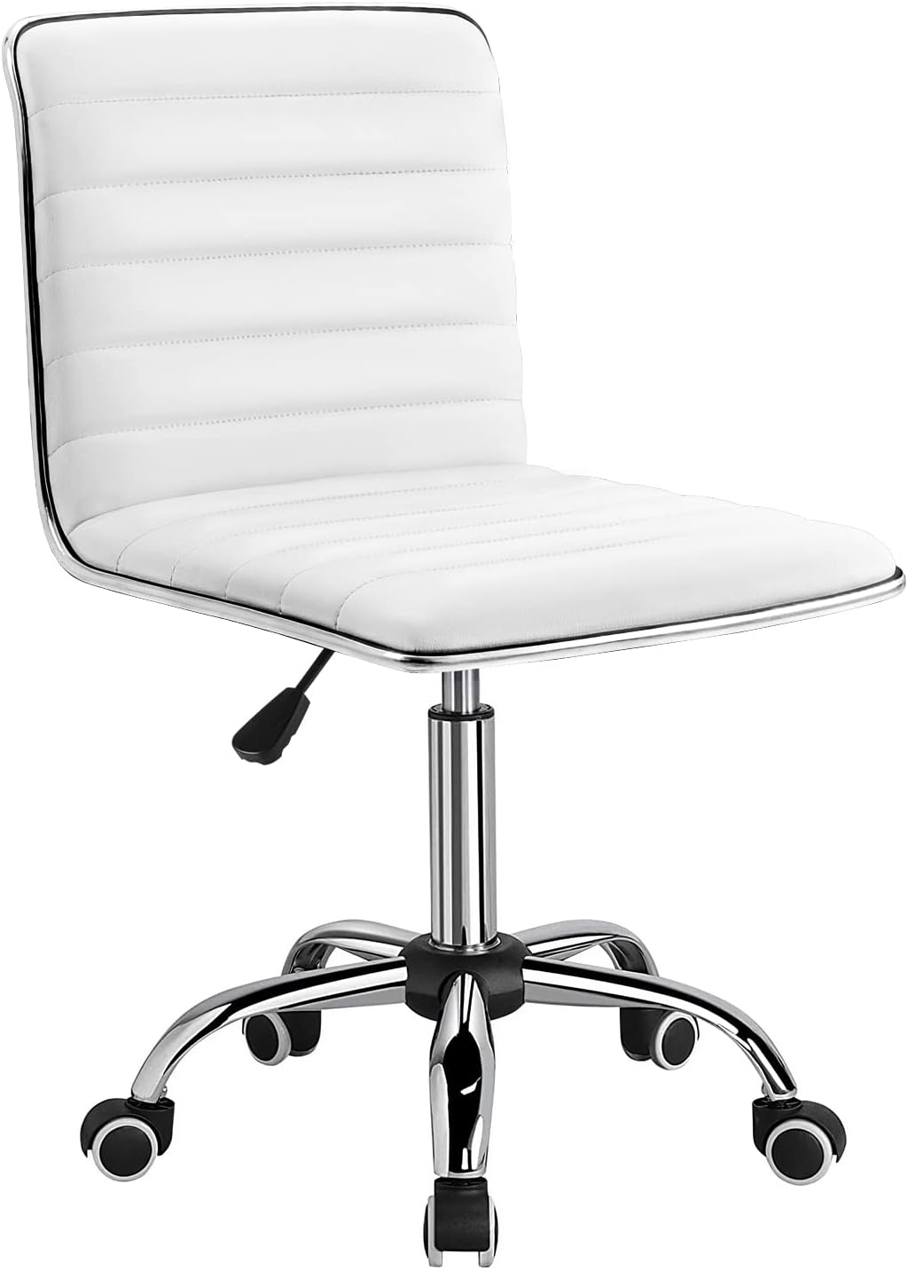 Furmax Retro Swivel Vanity Chair, White PU Leather - Stylish Comfort