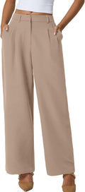 Wide Leg Dress Pants High Waisted Wrinkle Free Work Pants - Sleek Fit