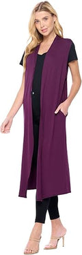Isaac Liev Women's Sleeveless Cardigan Long Maxi Duster - Lightweight
