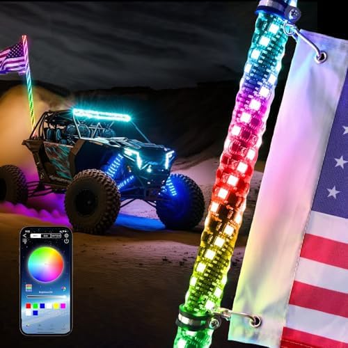 4FT LED Whip Lights for UTV with RGB Chasing Light Features