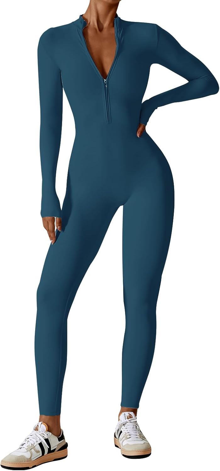 ECUPPER Women Long Sleeve Bodycon Jumpsuits for Fitness Style