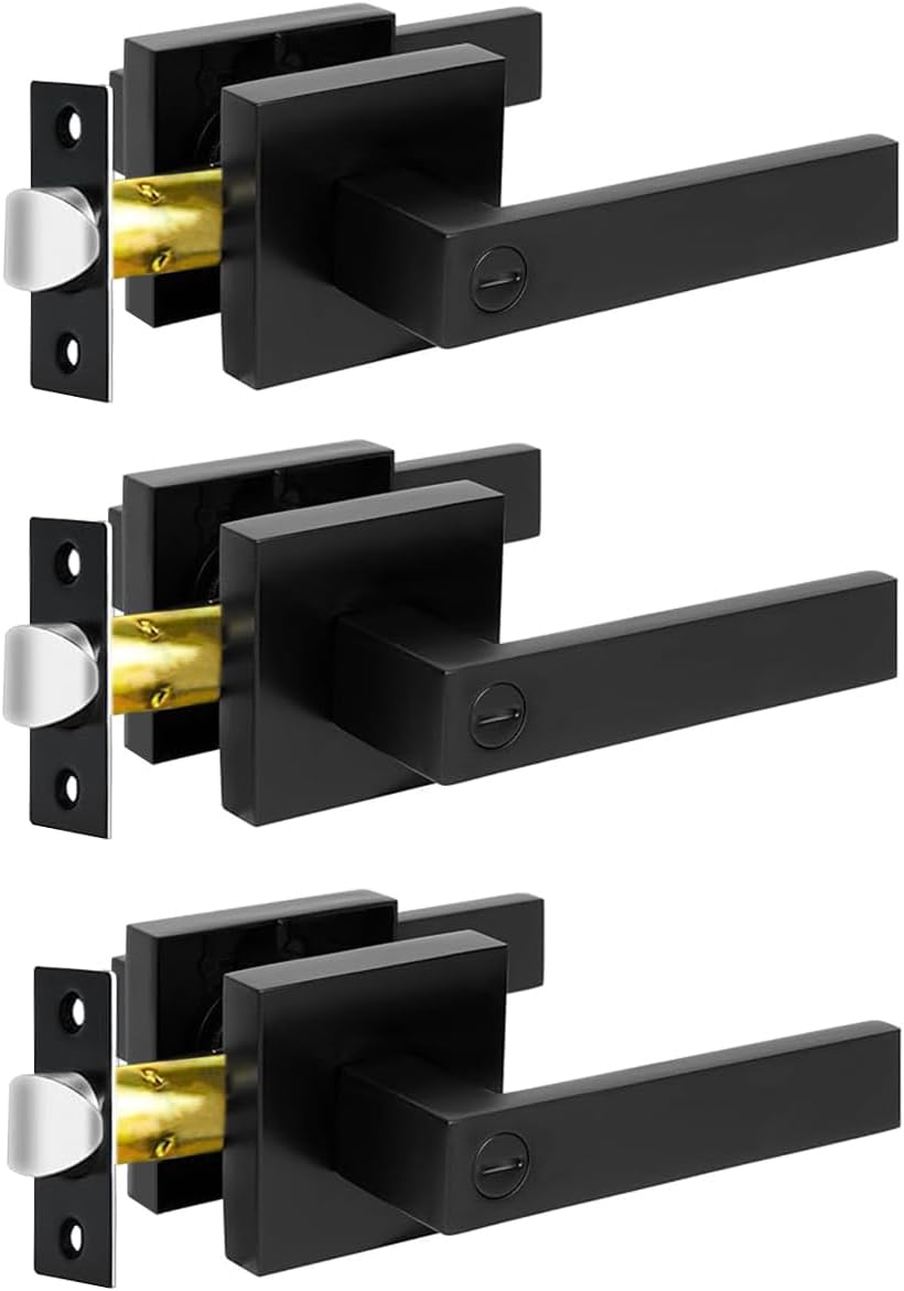 KAMOTA Privacy Door Levers - Durable Matte Black Handles Set