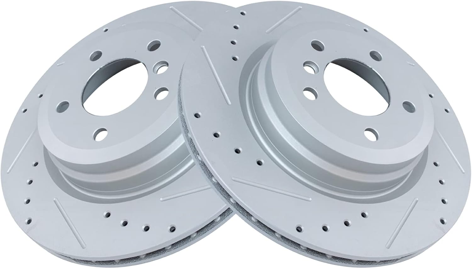 TRQ Performance Brake Rotor Drilled & Slotted G-Coated Rear Pair