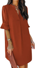 Summer Dresses for Women V Neck Ruffle Short Sleeve - Casual Fit