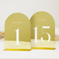 Gold Mirror Acrylic Wedding Table Numbers 1-15 with Stands - Elegant