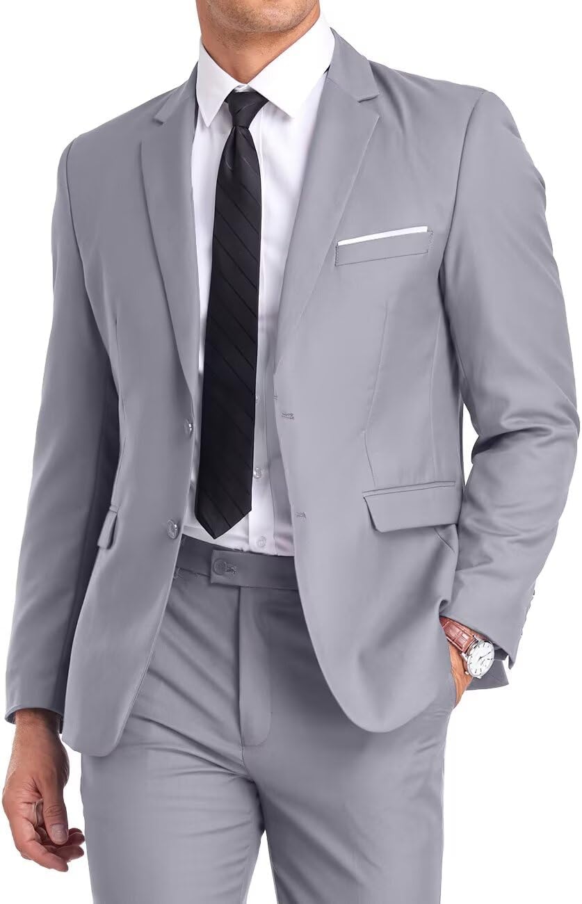 Fxzpiodi Mens Suit Slim Fit 2 Piece Tuxedo for Weddings and Prom