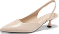 Coutgo Womens Closed Pointed Toe Slingback Pumps - Low Kitten Heel